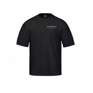 Embroidered Black Heavy Weight Pickadilly Tee (Unisex)